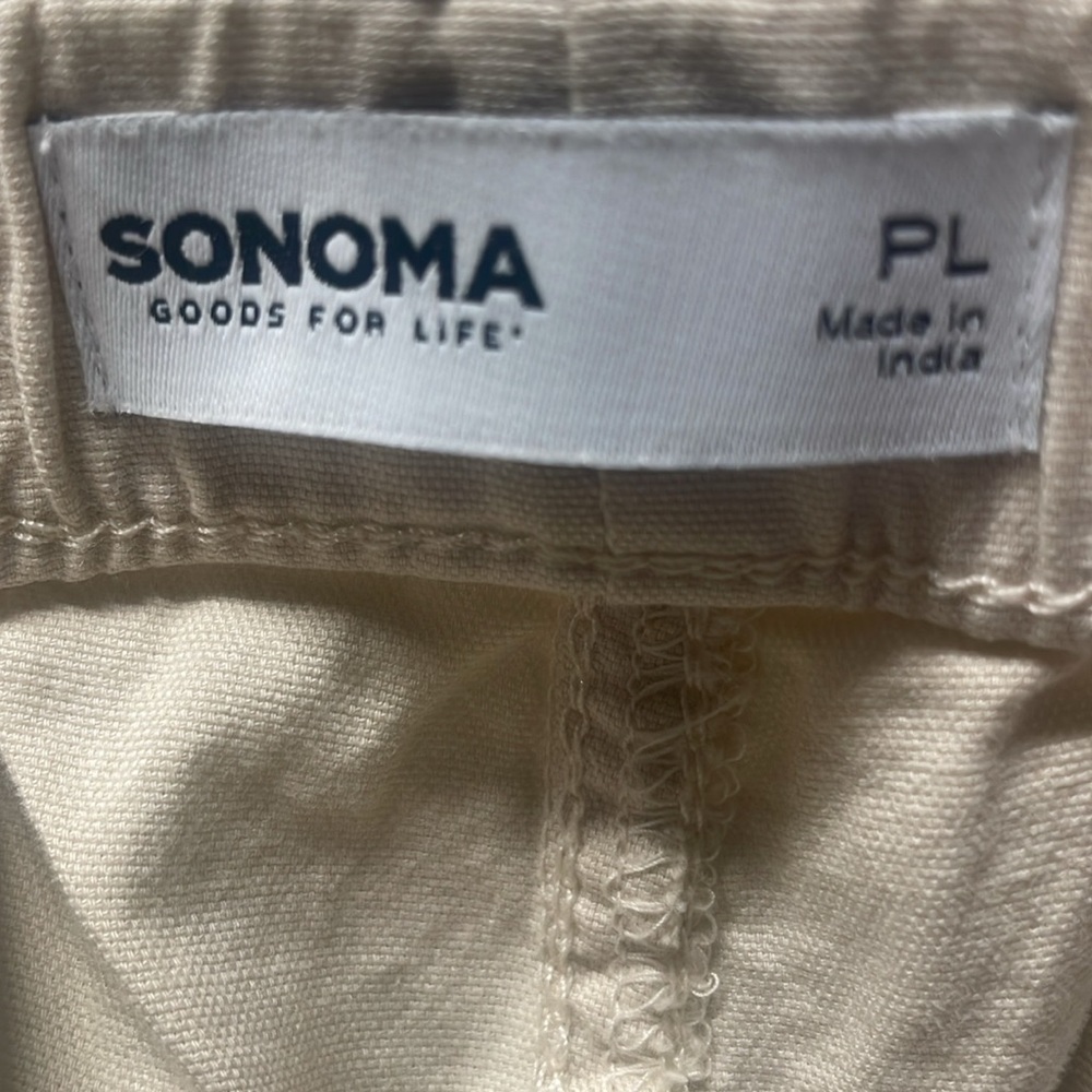 Sonoma Mid Rise Capri pants khaki tan elastic drawstring waist women’s PL petite - Picture 15 of 16